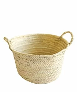 Creative Co-op Hand Woven Moroccon Basket With Handles