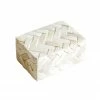 A.Sanoma White Basketweave Bone Box