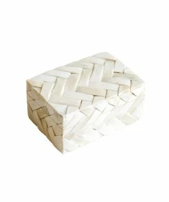 A.Sanoma White Basketweave Bone Box