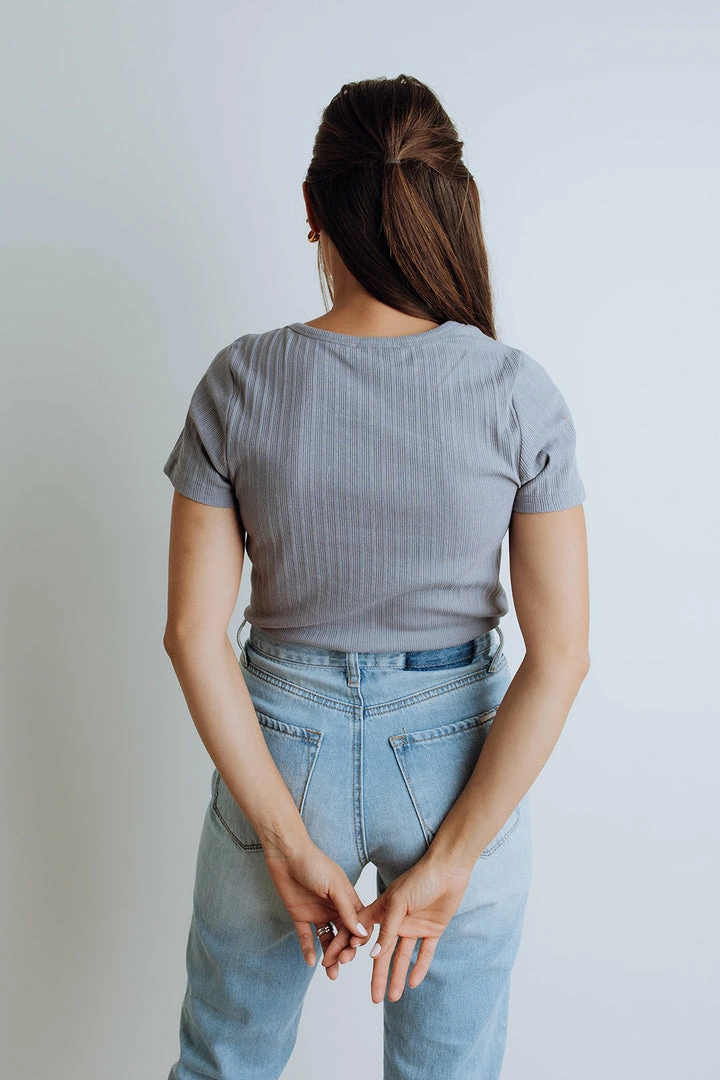 Mittoshop Jenna Ribbed Top In Blue Apparel