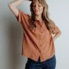 ModRef Apparel Noah Collared Top In Marsala FINAL FEW