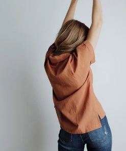 ModRef Apparel Noah Collared Top In Marsala FINAL FEW