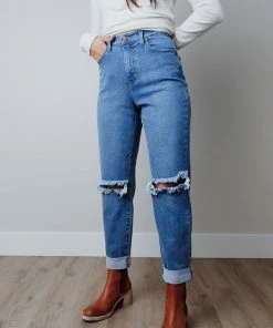 Vibrant Apparel Hudson Mom Jeans In Denim FINAL FEW