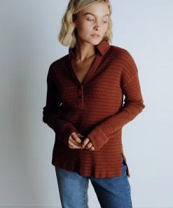 In Loom Mumford Ribbed Polo// Brown Apparel