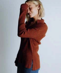 In Loom Mumford Ribbed Polo// Brown Apparel