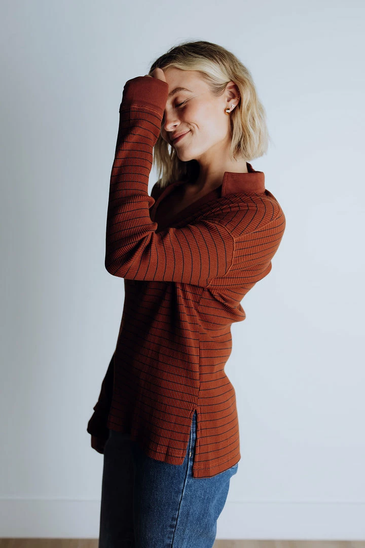 In Loom Mumford Ribbed Polo// Brown Apparel