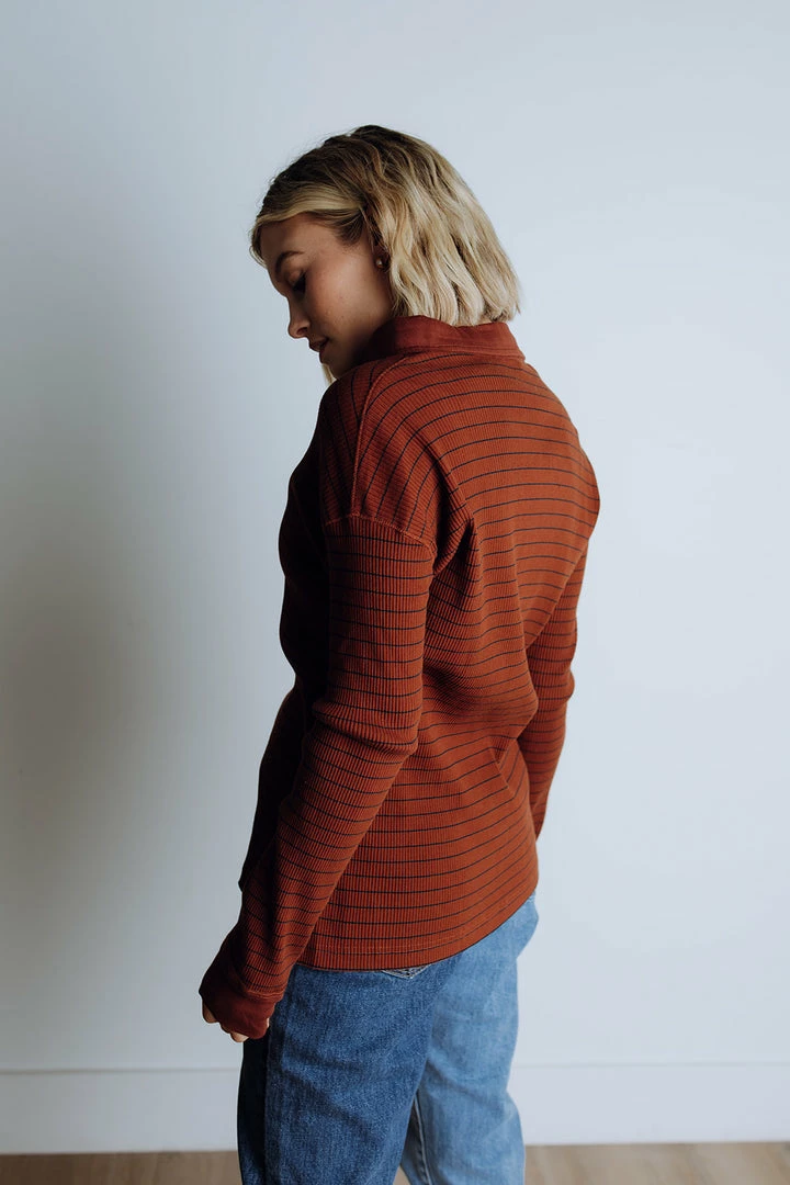 In Loom Mumford Ribbed Polo// Brown Apparel