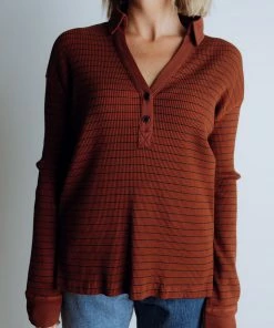 In Loom Mumford Ribbed Polo// Brown Apparel