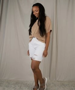 Polagram Dorothy Stripe Top/ Tan FINAL FEW Apparel