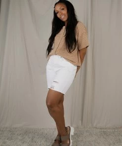 Polagram Dorothy Stripe Top/ Tan FINAL FEW Apparel