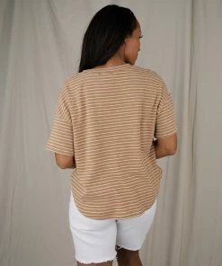 Polagram Dorothy Stripe Top/ Tan FINAL FEW Apparel