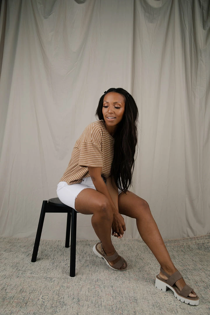 Polagram Dorothy Stripe Top/ Tan FINAL FEW Apparel