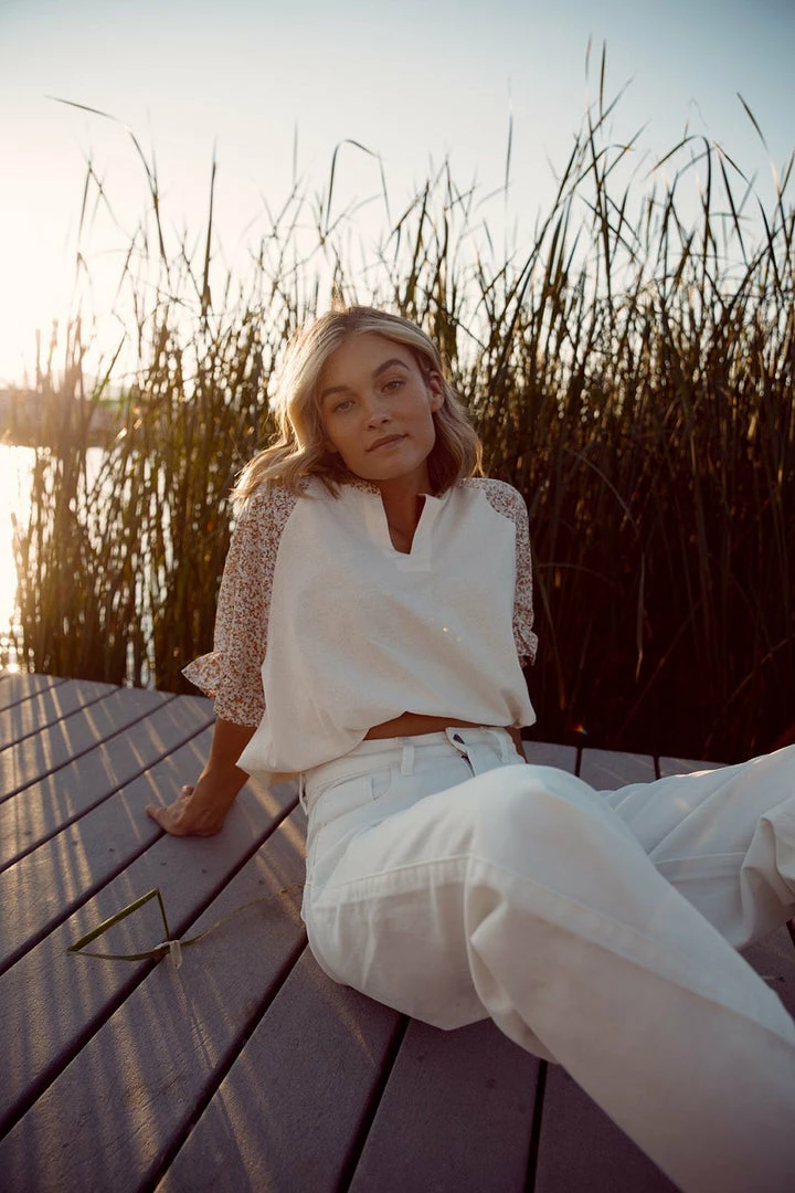 Cotton Bleu Ophelia Contrast Top FINAL FEW