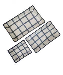 Creative Co-op Kitchen Blue Grid Trays