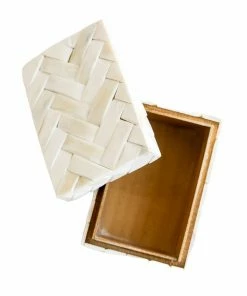 A.Sanoma White Basketweave Bone Box