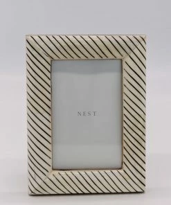 Zodax White Bone Photo Frame With Black Engravings Home Decor