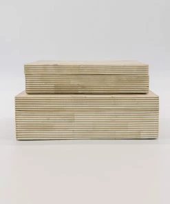 A.Sanoma Gold Pinstripe Bone Box Home Decor