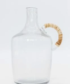 Mud Pie Home Decor Glass Jug With Wicker Handle