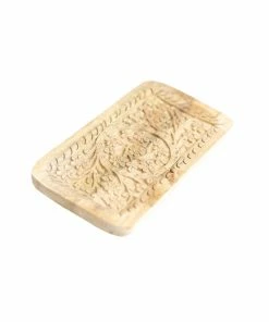 Creative Co-op Home Decor Rosette Hand-Carved Wood Tray