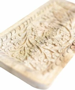 Creative Co-op Home Decor Rosette Hand-Carved Wood Tray