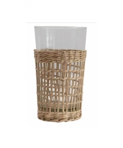 Creative Co-op Seagrass Wrap Drinking Glass Kitchen
