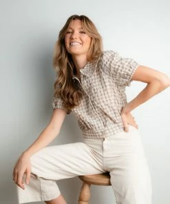 Calista Apparel Mack Checkered Blouse