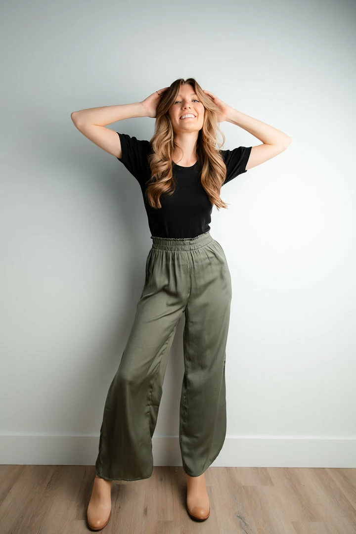 TeaNRose Mara Olive Pants-FINAL SALE