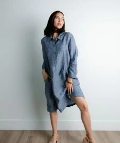 Yuvita Line Pietro Linen Button Dress