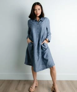Yuvita Line Pietro Linen Button Dress