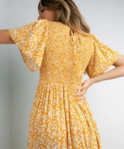 In Loom Celeste Smocked Dress In Marigold Apparel