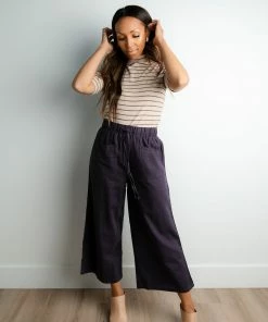 TeaNRose Apparel Frances Linen Pants In Navy-FINAL FEW