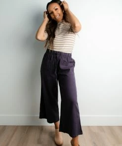 TeaNRose Apparel Frances Linen Pants In Navy-FINAL FEW