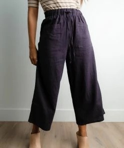 TeaNRose Apparel Frances Linen Pants In Navy-FINAL FEW