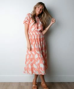 Nest Style & Design Claire Midi Dress In Tangerine