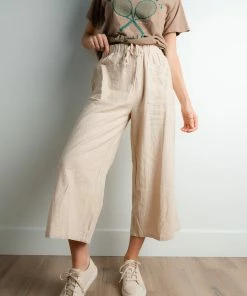 TeaNRose Frances Linen Pants In Oatmeal Apparel