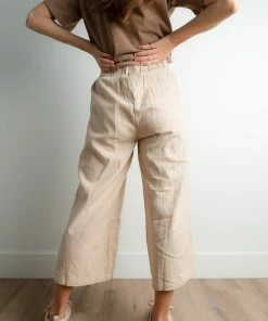 TeaNRose Frances Linen Pants In Oatmeal Apparel