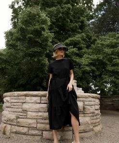 FORE Collection Elora Midi Dress In Black Apparel