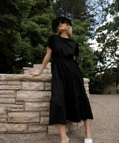 FORE Collection Elora Midi Dress In Black Apparel