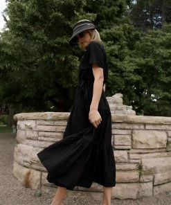 FORE Collection Elora Midi Dress In Black Apparel