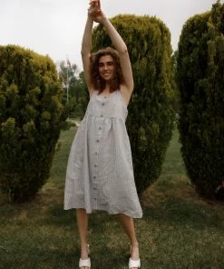 Cotton Bleu Fawn Striped Dress Apparel