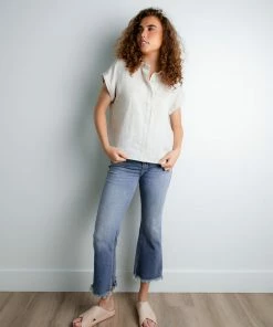 Grade & Gather Coastline Linen Top In Oatmeal