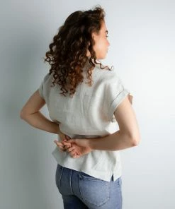 Grade & Gather Coastline Linen Top In Oatmeal