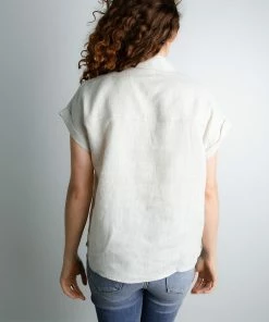 Grade & Gather Coastline Linen Top In Oatmeal