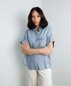 En Creme Grace Denim Button Down