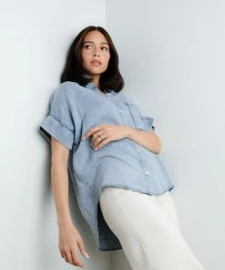 En Creme Grace Denim Button Down