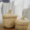 Creative Co-op Home Decor Woven Seagrass Basket With Lid