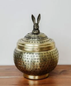 Creative Co-op Rabbit Finial Container Home Decor