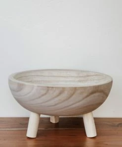 Creative Co-op Decorative Bowls Wood Footed Bowl