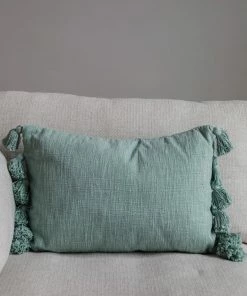 Creative Co-op Aqua Lumbar With Tassels Home Decor