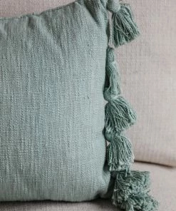 Creative Co-op Aqua Lumbar With Tassels Home Decor